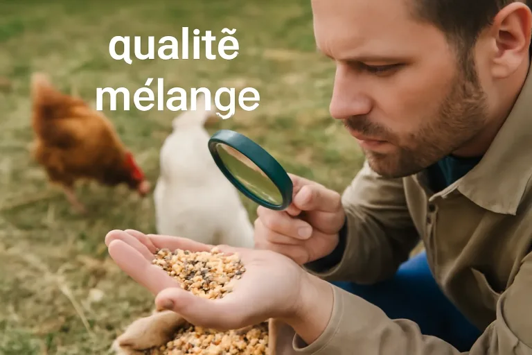 Qualité mélange graines poules contrôlée pour vérifier propreté, fraîcheur et absence d’humidité